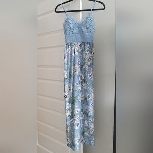 Floral Blue and White Dress